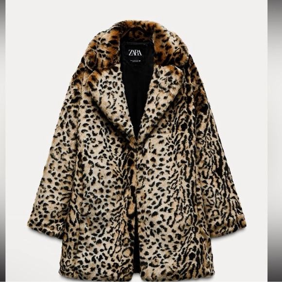Zara Jackets & Blazers - Zara Teddy Jacket in Leopard Print with Plush Collar and Oversized Fit